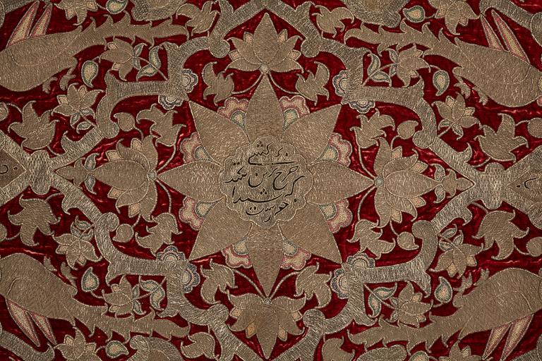 Broderi, antik persisk sammet, ca 150 x 103,5 cm, 1700 - 1800-tal.