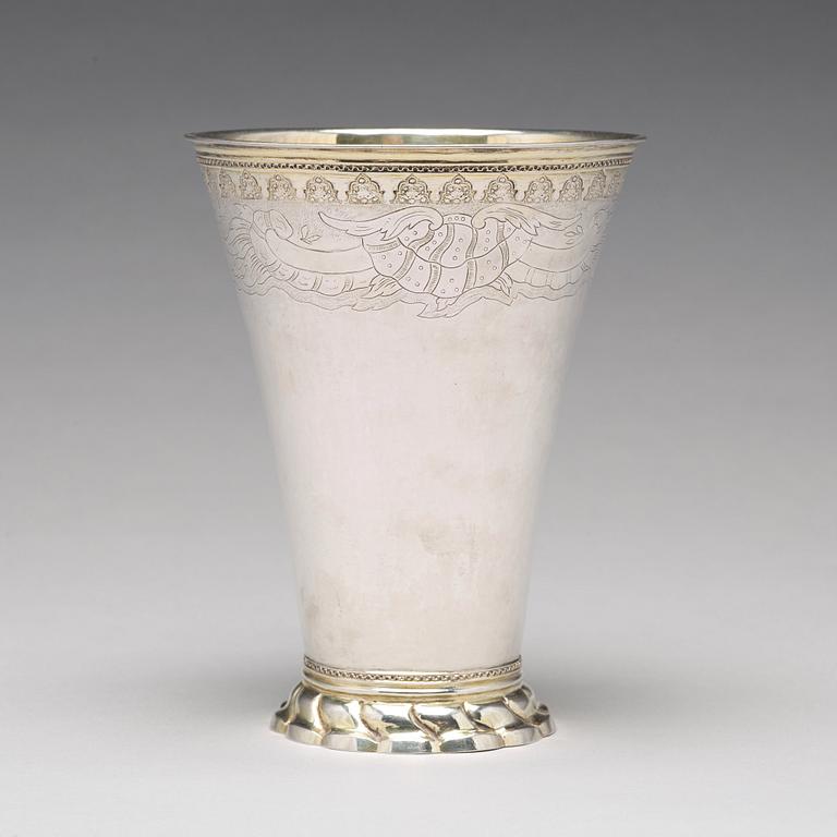 A Swedish 18th century parcel-gilt silver beaker, mark of Isak Sauer, Stockholm 1757.