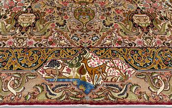 A carpet, Figural Kashmar, ca 385 x 295 cm.