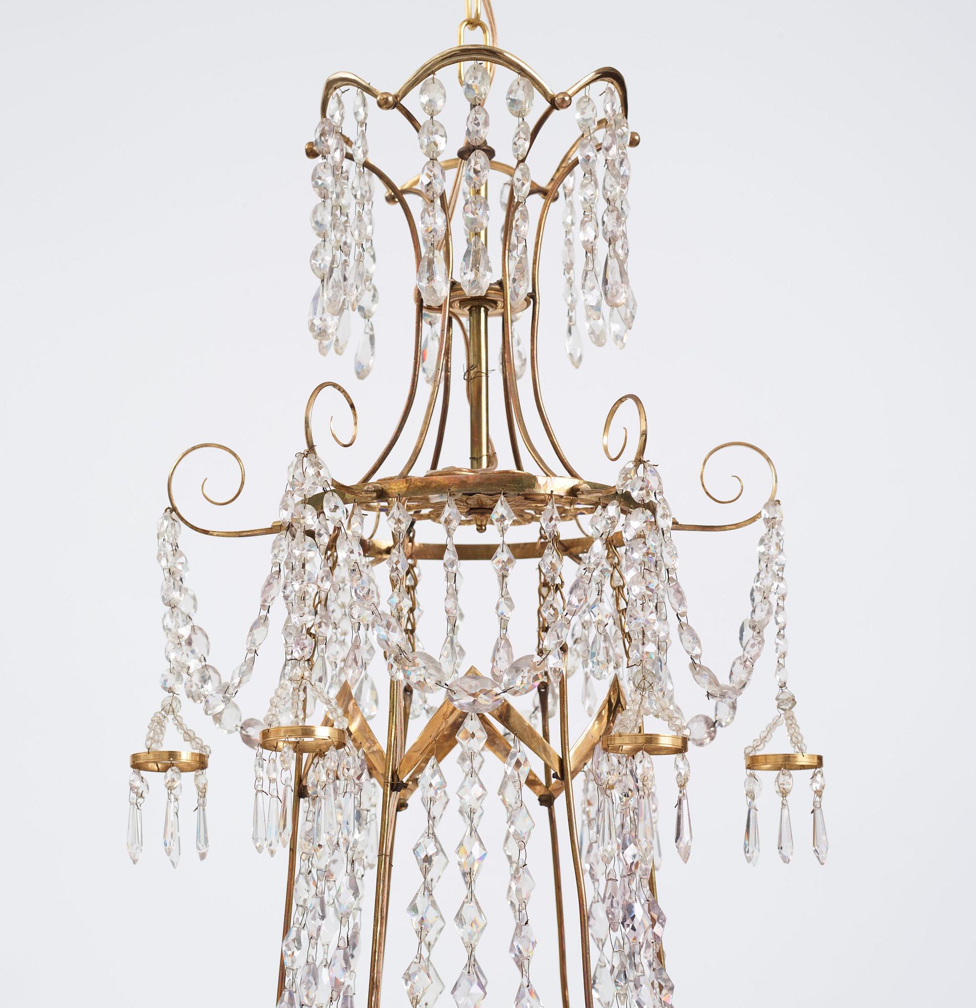A late Gustavian seven-light chandelier, circa 1800.