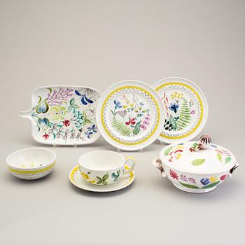 STIG LINDBERG, a lot of six faience items, Gustavsberg 1940/50s.