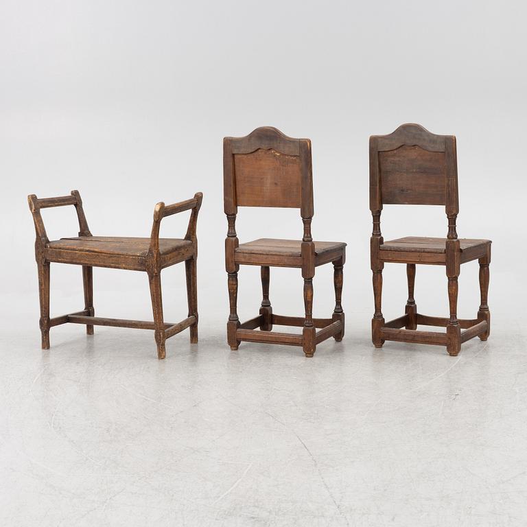Stolar, ett par, samt bankett, 1700-tal.