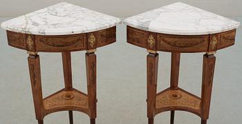 A pair of Gustavian corner tables by Georg Haupt, not signed.