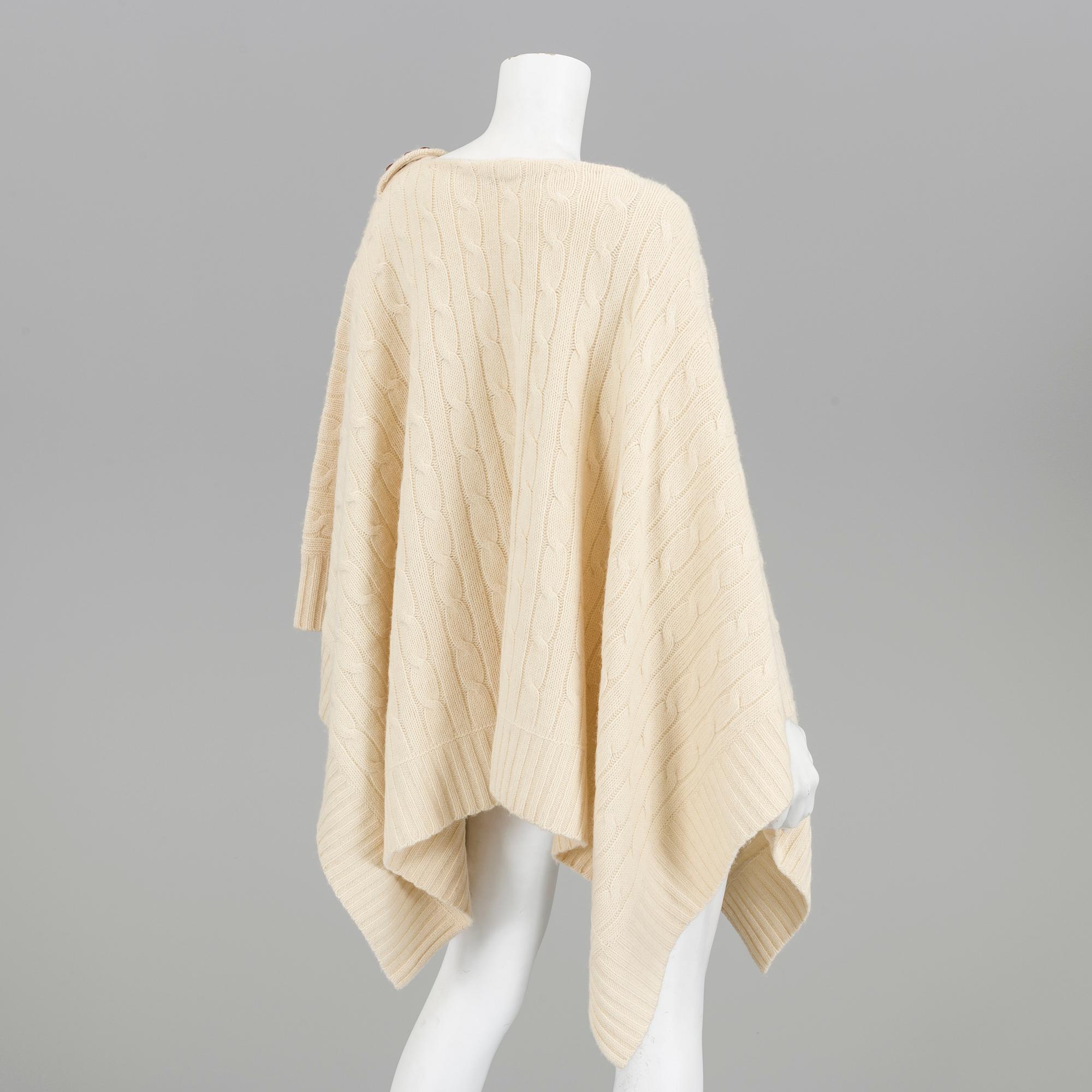 A wool-and cashmere poncho by Ralph Lauren, in size XS/S.