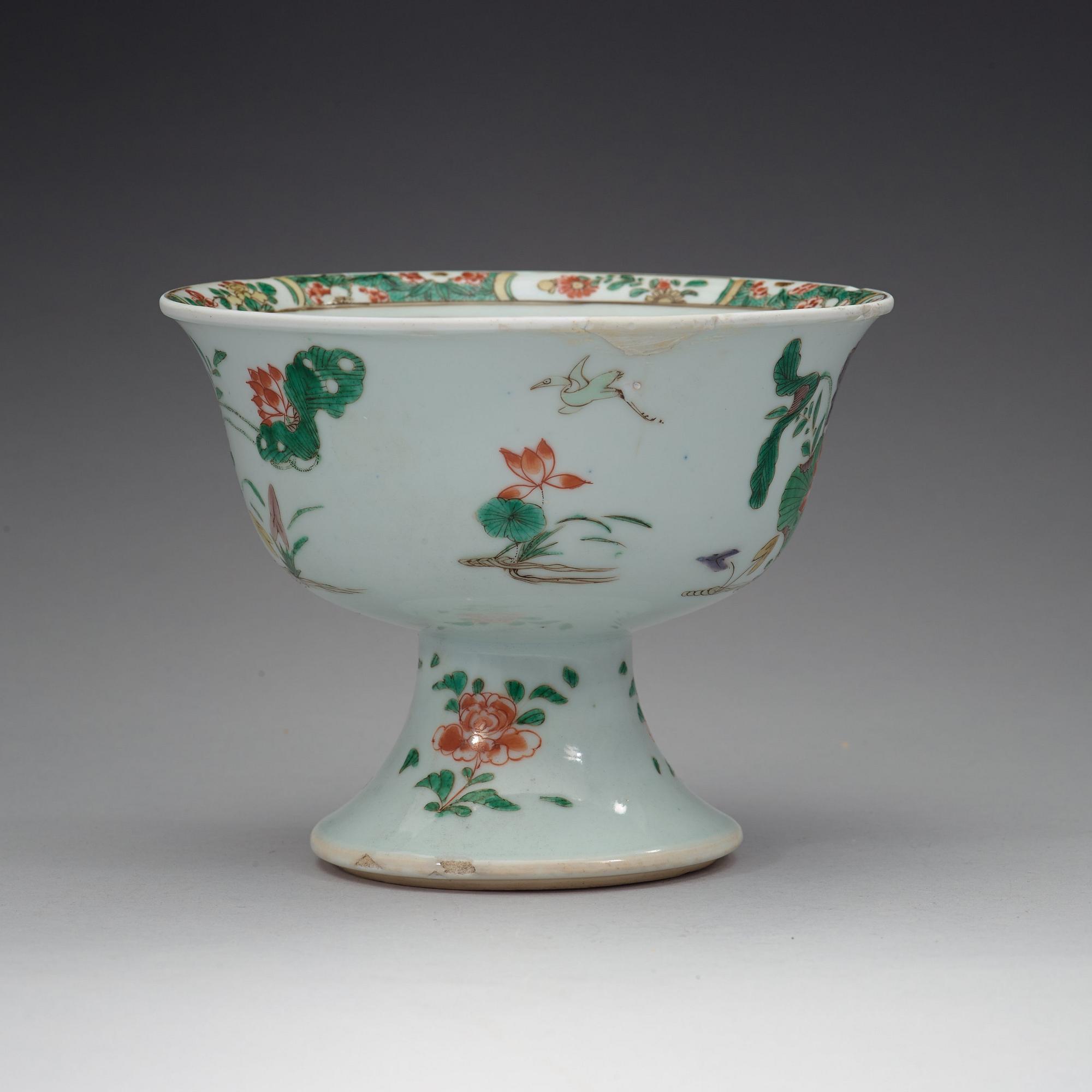 A famille verte tazza, Qing dynasty, Kangxi (1662-1722).