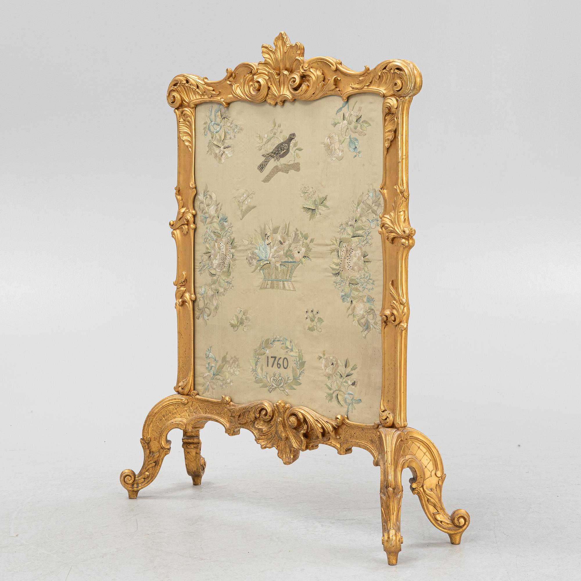 A Rococo style fire screen, early 20th Century.