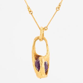 Björn Weckström, necklace, "Renklockan", 18K gold with amethyst, Lapponia.