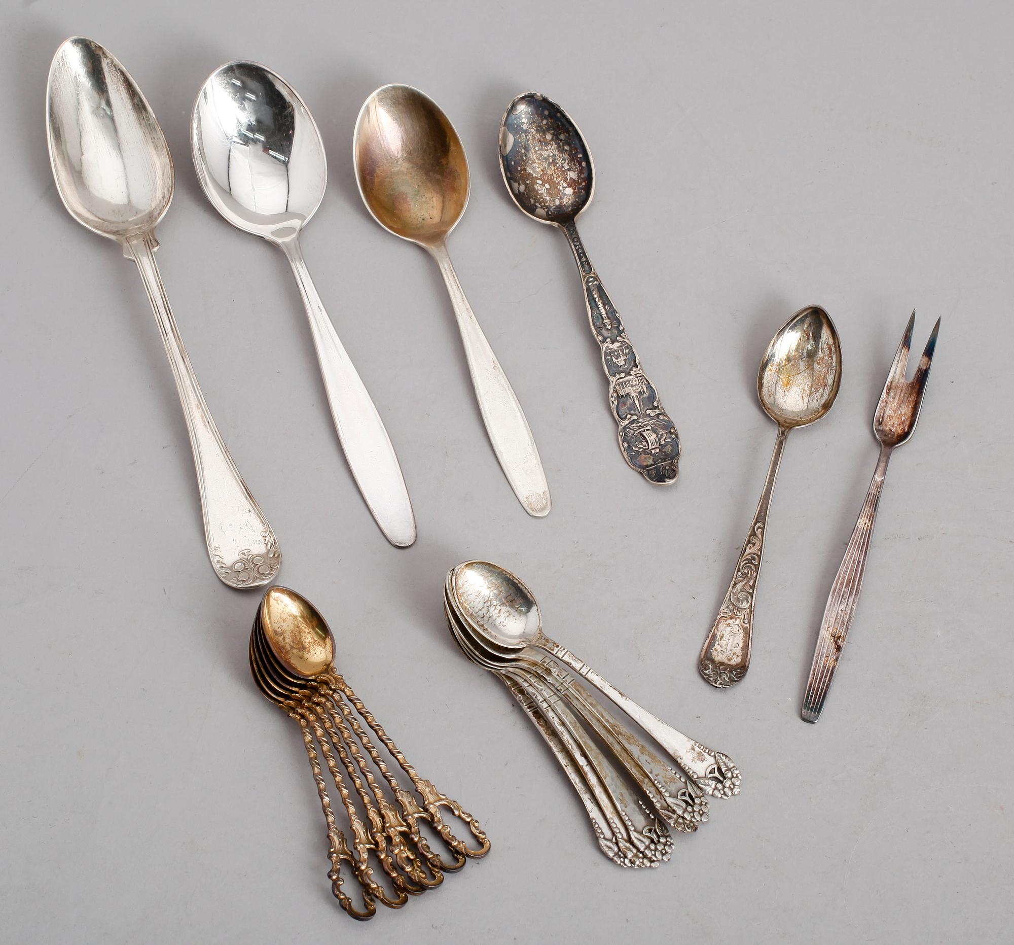 BESTICK, 18 delar, silver, olika modeller. Vikt ca 228 gram.