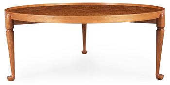 A Josef Frank burrwood sofa table, model 2139, Svenskt Tenn, Sweden.