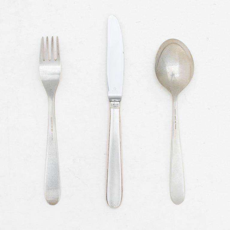 Erik Fleming, Cutlery service, 29 pieces, sterling silver, “Flavia 2”, Atelier Borgila, Stockholm, including 1963.