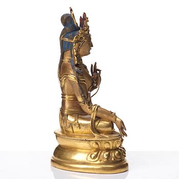 A gilt bronze figure of a White Tara, Tibetan-Chinese, 18th Century.