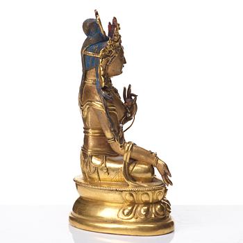 VIT TARA, förgylld kopparlegering. Tibetokinesisk, 1700-tal.