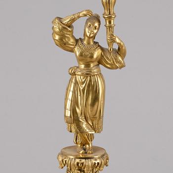 KANDELABRAR, ett par, senempire, 1800-tal.