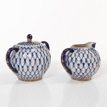 A 35-piece 'Cobalt Net' porcelain  Lomonosov, Soviet Union.