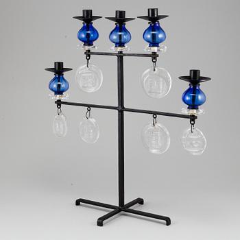 ERIK HÖGLUND, an iron and glass candelabra, Boda Smide.