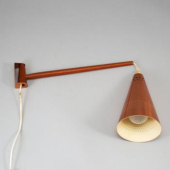 HANS-AGNE JAKOBSSON, a 1950's copper and teak wall-light model S-1718.