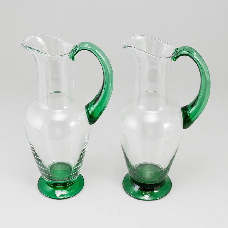 Two 'Nobel' glass pitchers designed by Gunnar Cyrén, Orrefors.