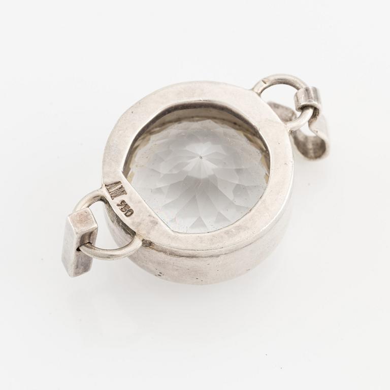 Anna Maria Öberg, armband, collier, hänge och ring, silver med bergkristall.