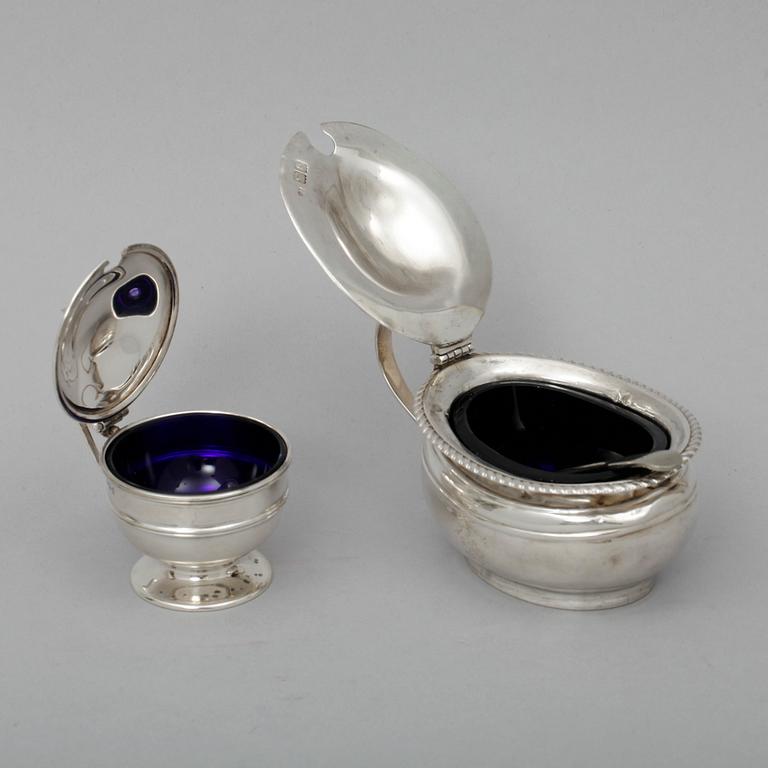 SENAPSKANNOR, 2 st, silver, 1900-talets början London ca 180gr.