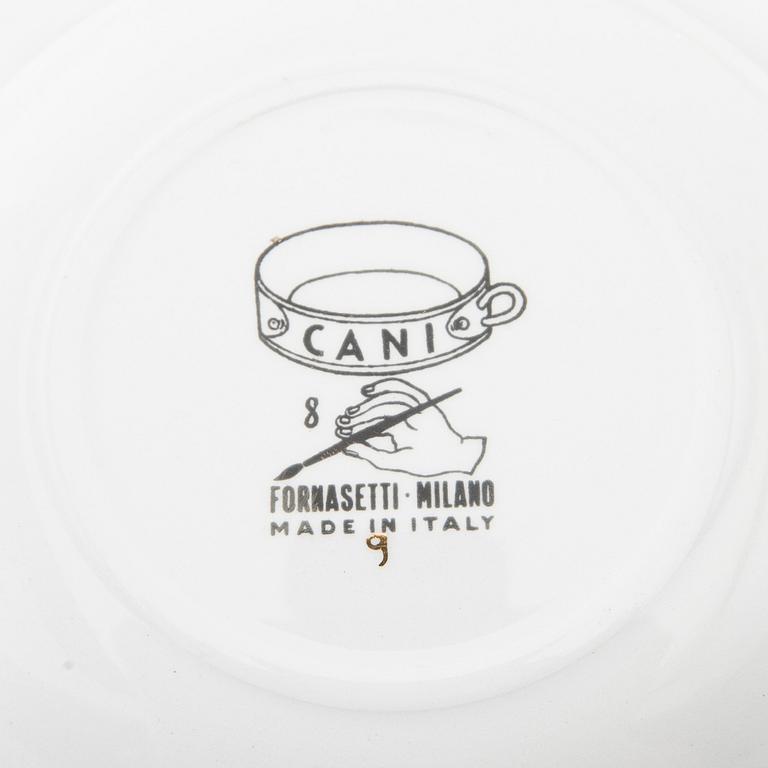 Piero Fornasetti, underlägg 6 st, "Cani", Milano, Italien.