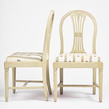 A set of six Gustavian chairs, Sweden, late 18th century.