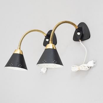 A Pair of Swedish Mid 20th Century Wall Lamps, Ewå, Värnamo.