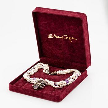 Eileen Coyne, necklace, silver with cultured pearls and amethysts.