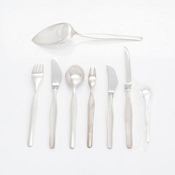 Tapio Wirkkala, bestickuppsättning, 28 st, silver, "Tapio", Kultakeskus, Tavastehus, mestadels 1950-60-tal.