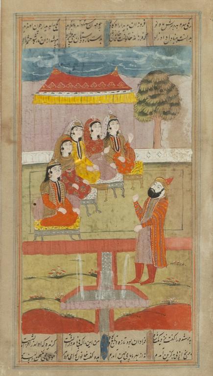 Figurscener, 4 st Mogul-stil, Iran Qajardynastin.