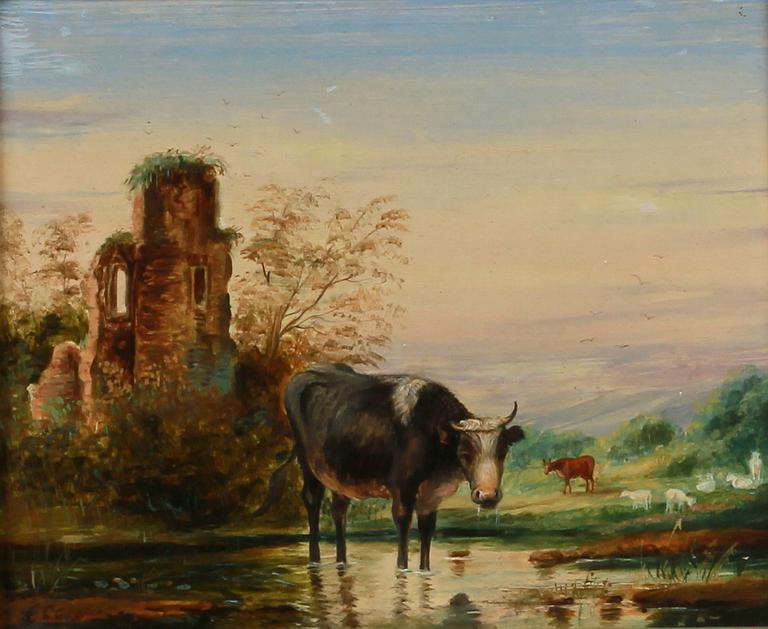 OKÄND KONSTNÄR, olja på pannå, sign Cobel, trol England, sent 1800-tal.