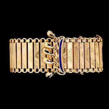 ARMBAND, 18 k guld, sent 1800-/tidigt 1900-tal. Vikt ca 48 g.