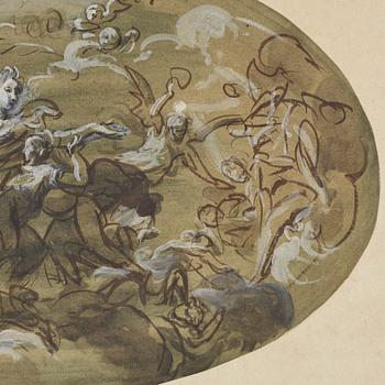 JOSEPH FRANÇOIS PARROCEL, circle of. Oval. Unsigned. Inkwash hightened with white, image: 24.5 x 41 cm.