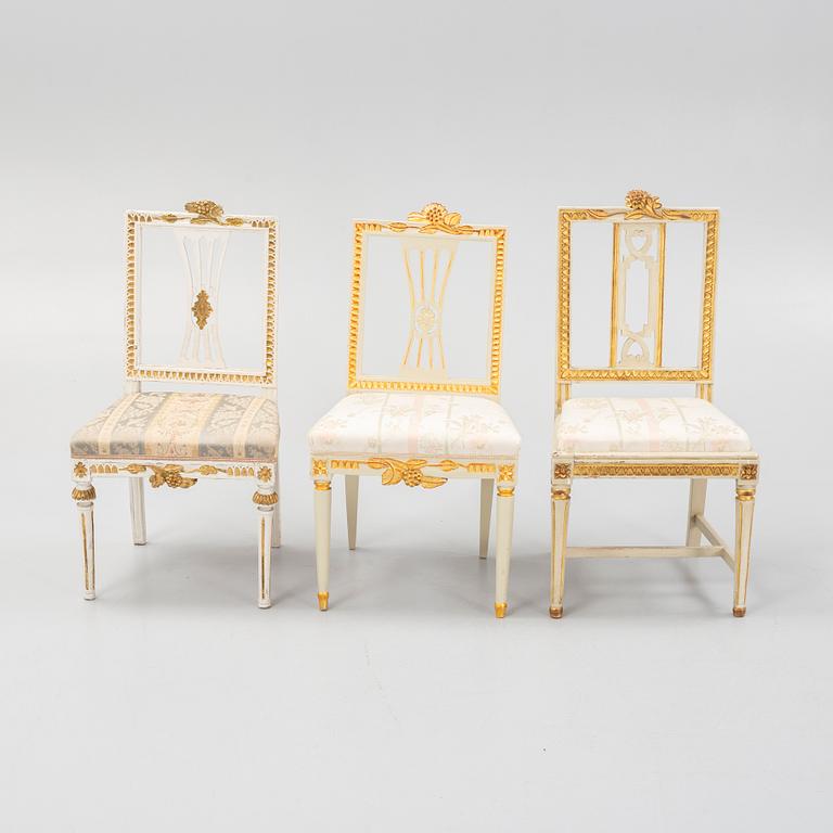 Chairs, 12 similar pieces, late Gustavian, Lindome, late 18th century - early 19th century.