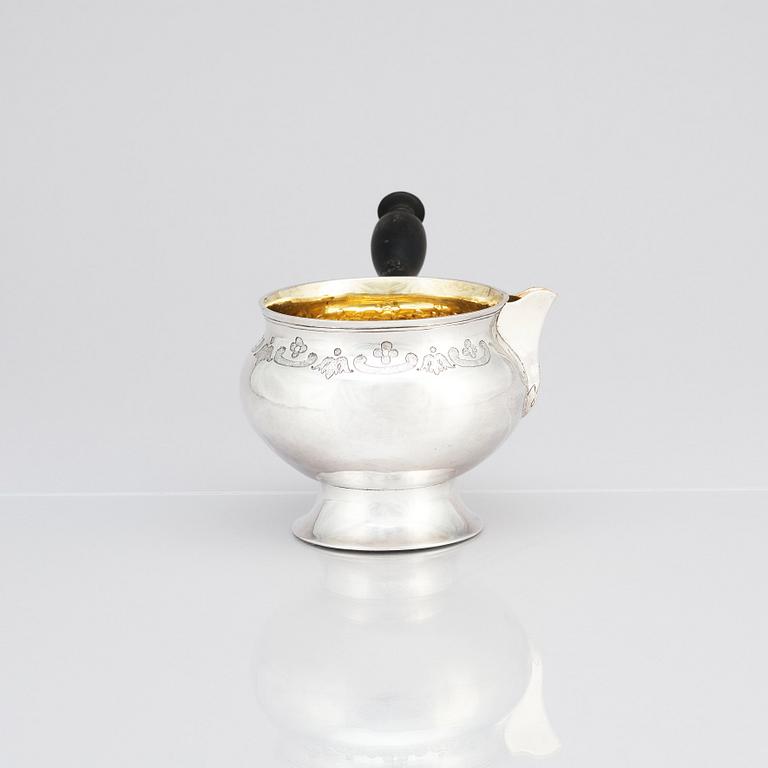 A Danish parcel-gilt silver saucepan, mark of Christian Werum, Copenhagen 1779. Fabricius hallmark.