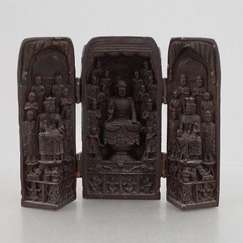 A Tang-style travel shrine, lacquered hardwod, China, early 20th century.
