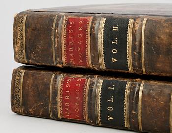 BOKVERK, 2 vol, "Navigantium atque Itinerantium Bibliotheca or a compleat Collection of Voyages and Travels" av John Harris, första uppl, London 1705.