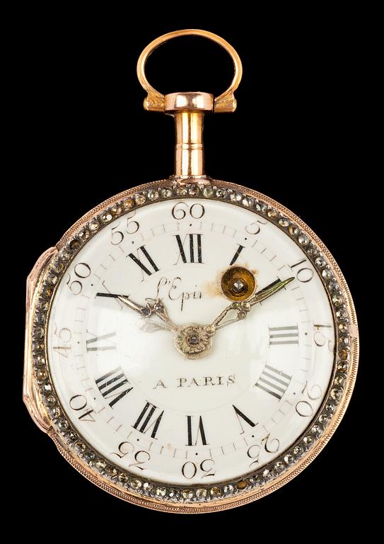 A gold, enamel and diamond ladie's pocket watch, 18-19th century.