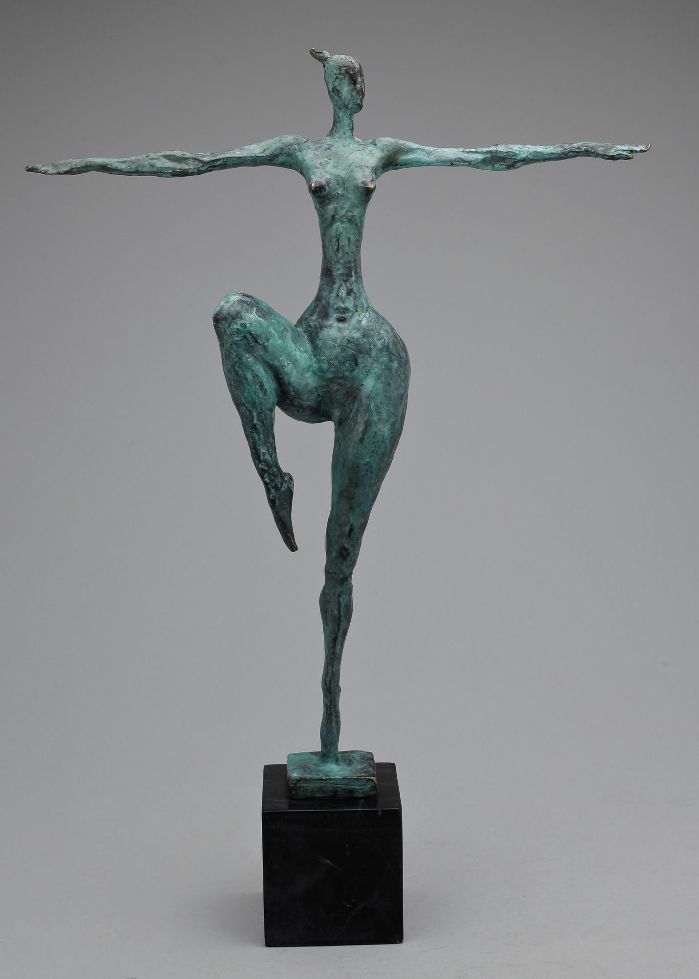 MAX MILO, skulptur, grönpatinerad brons, sign.