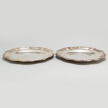 A pair of French 19th century silver dishes, one marked Emil Puiforcat, Paris. Louis XV-style.