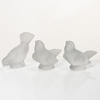 René Lalique, Six glass objects, Lalique, France, second half of the 20th century.