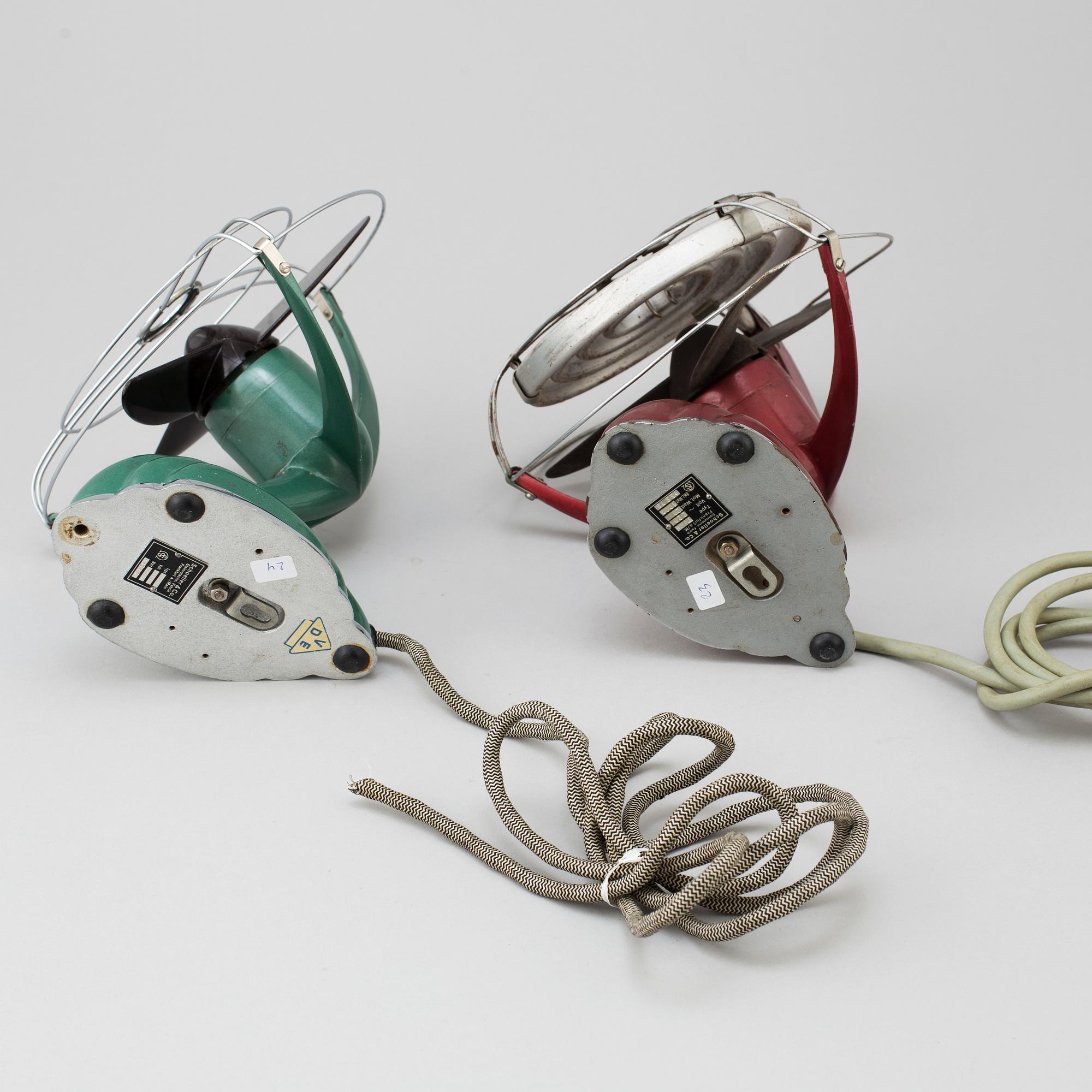 Two 'Libelle' table fans, from Schoeller &Co, mid 20th century.