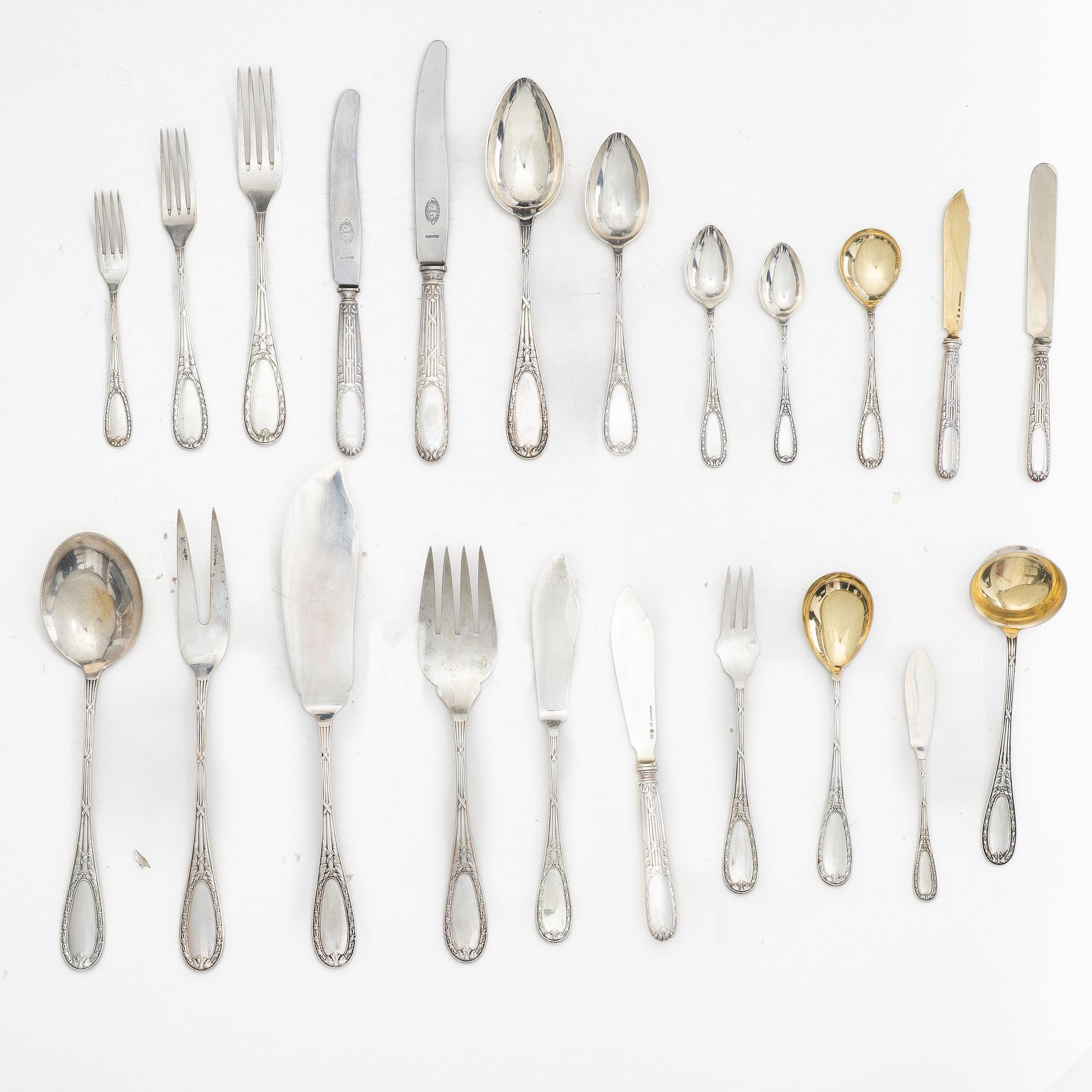 C.G. Hallberg, A Swedish silver cutlery set, model "Louis XVI", Stockholm 1911-1917 (178 pieces).
