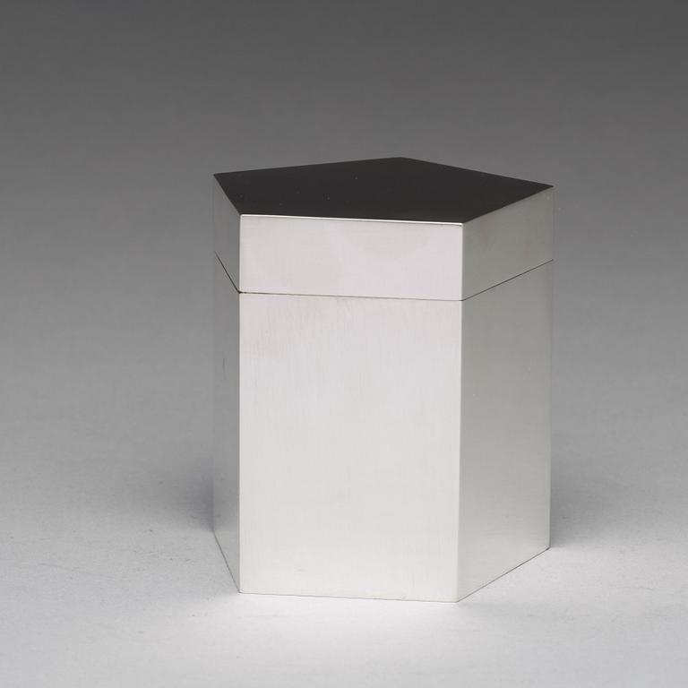 Wiwen Nilsson, a sterling pentagonal lidded jar, Lund, Sweden 1974.