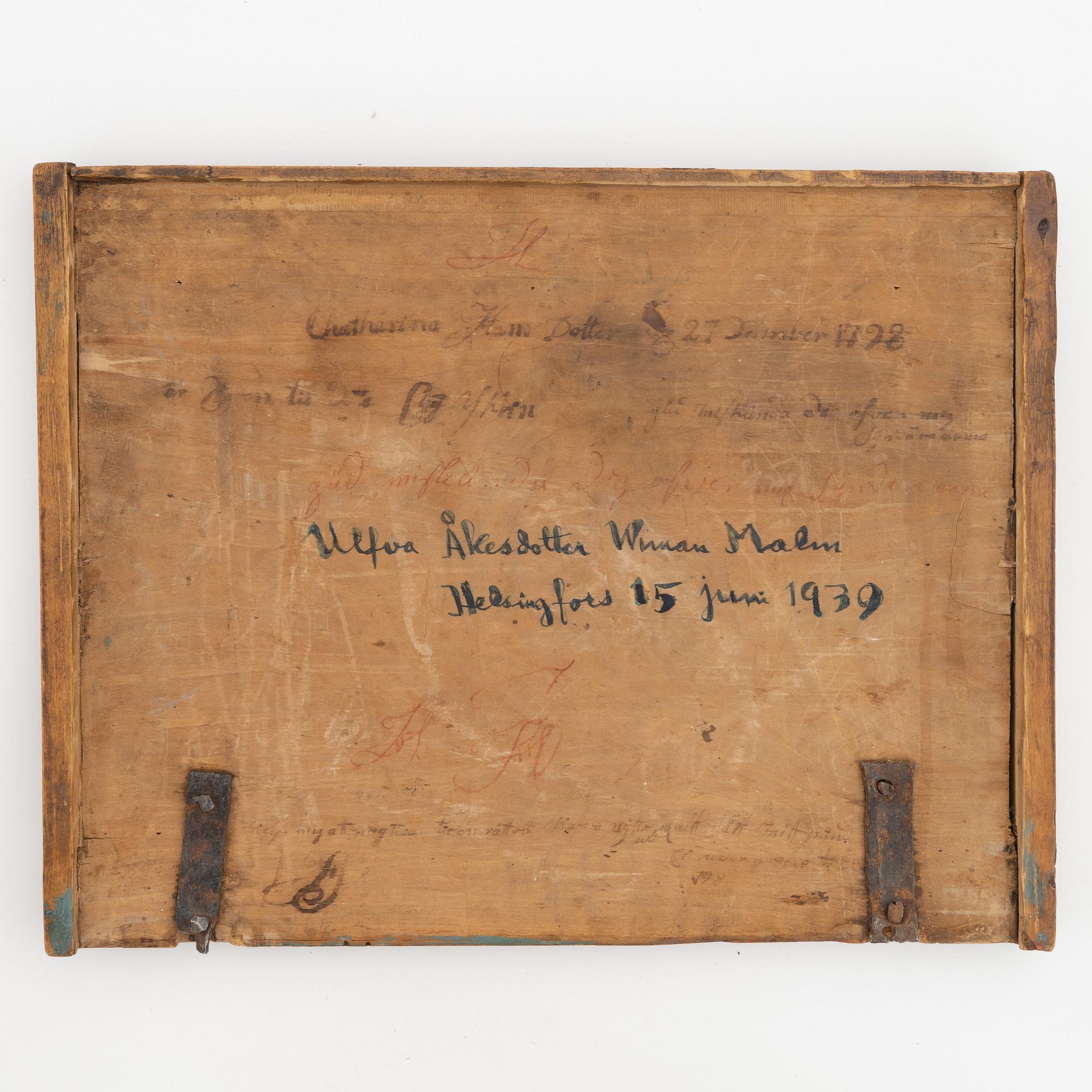 A provincial Swedish painted wooden box, late 18th Century, dated 1798, presumably Jämtland.