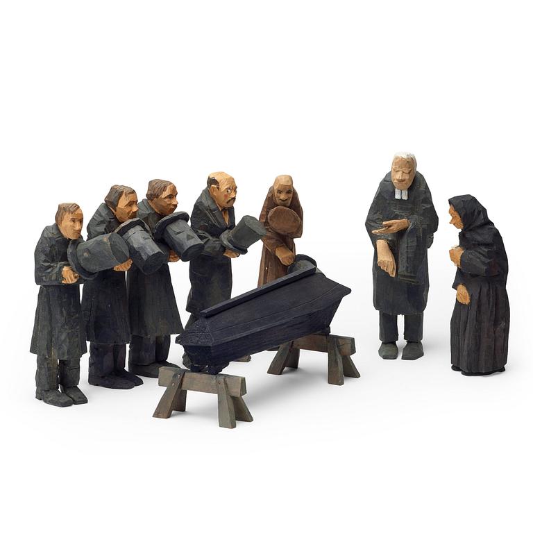 Axel Petersson Döderhultarn, "Begravning" (= The funeral) (8 pieces).