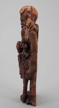 SKULPTUR, målat trä, Kina troligen 1800-talets slut.