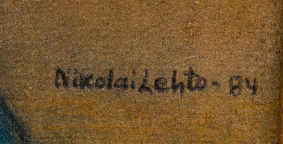 NIKOLAI LEHTO, blandteknik på skiva, signerad och daterad -84.