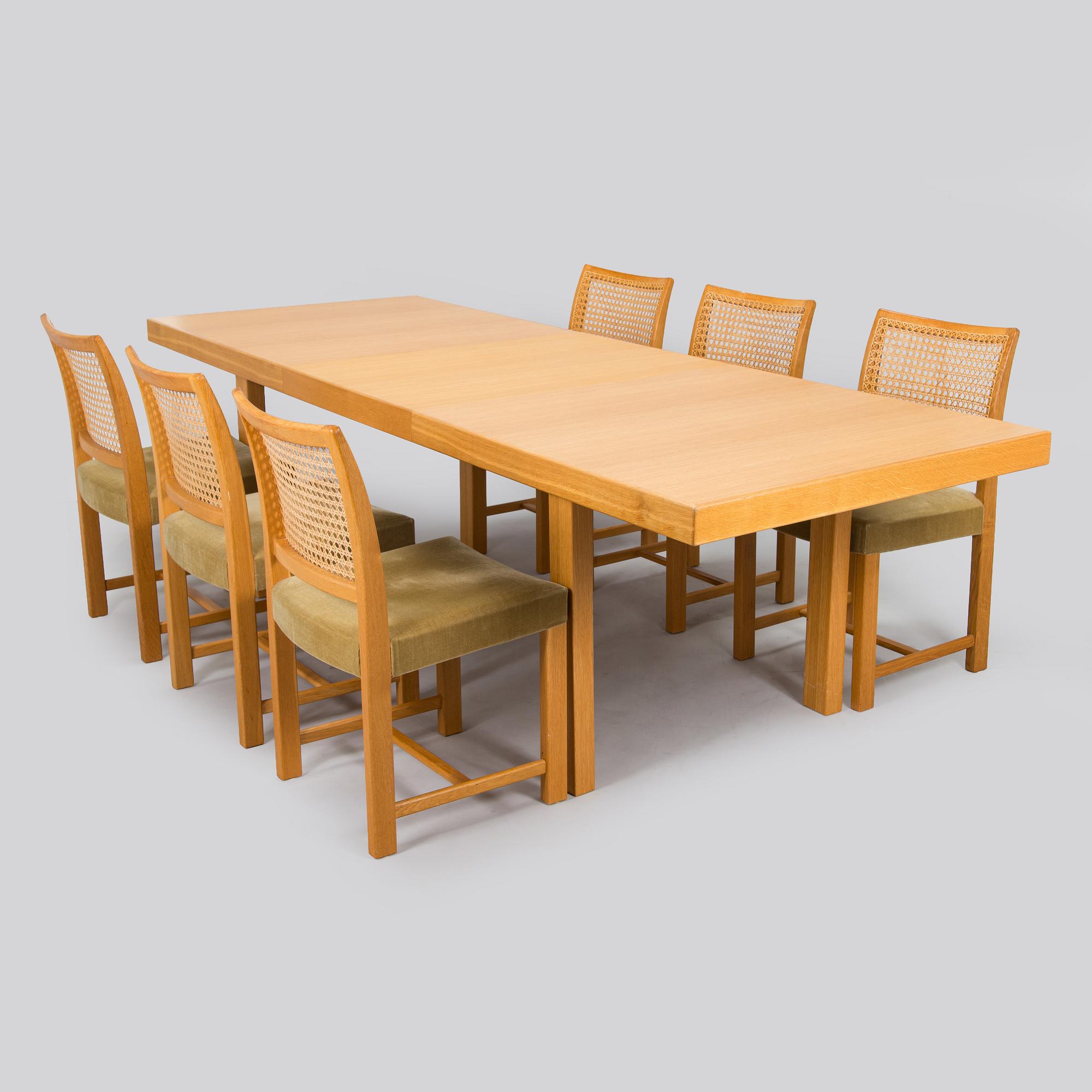 Carl Gustaf Hiort af Ornäs, dining table, "Exhibition Senior", and chairs 6 pcs, HMN Huonekalu Mikko Nupponen 1950s.