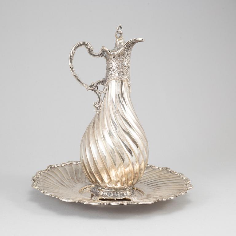 A Silver plated jug and a bowl, second half of the 20th century.