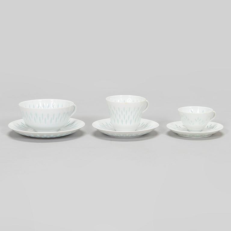 Friedl Holzer-Kjellberg, kaffe- och teservis, 32 dlr, risporslin, signerat i godset F.H.Kj Arabia Finland.